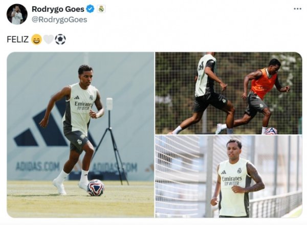 Preparing for the Club World Cup! Rodrigo posted a photo on social media and was training with Real Madrid
