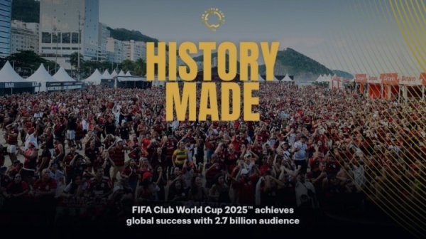Statistics announced🔥FIFA official: The global audience of the Club World Cup reached 2.7 billion, with about 2.5 million people on site