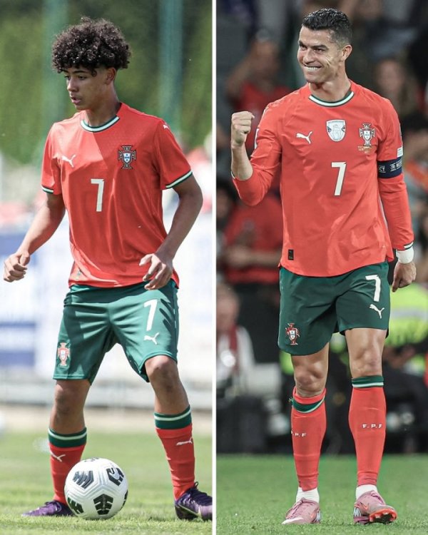 Father and son are not far away from sharing the stage? 15-year-old Ronaldo comes off the bench to make his debut for the U16 Portugal national team