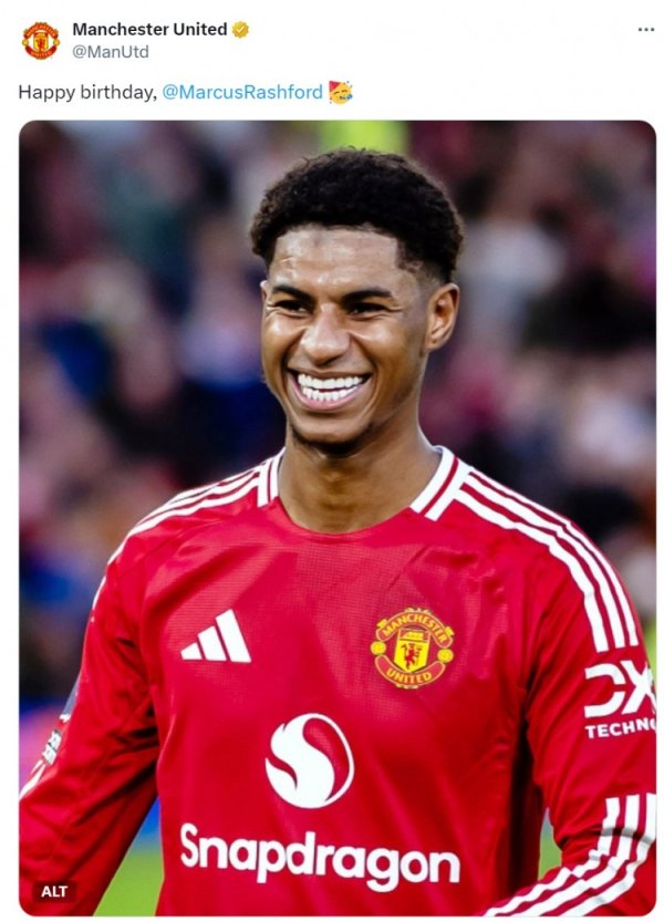 Manchester United wishes Rashford a happy 28th birthday. The player has 5 goals and 7 assists in 13 games since joining Barcelona on loan.